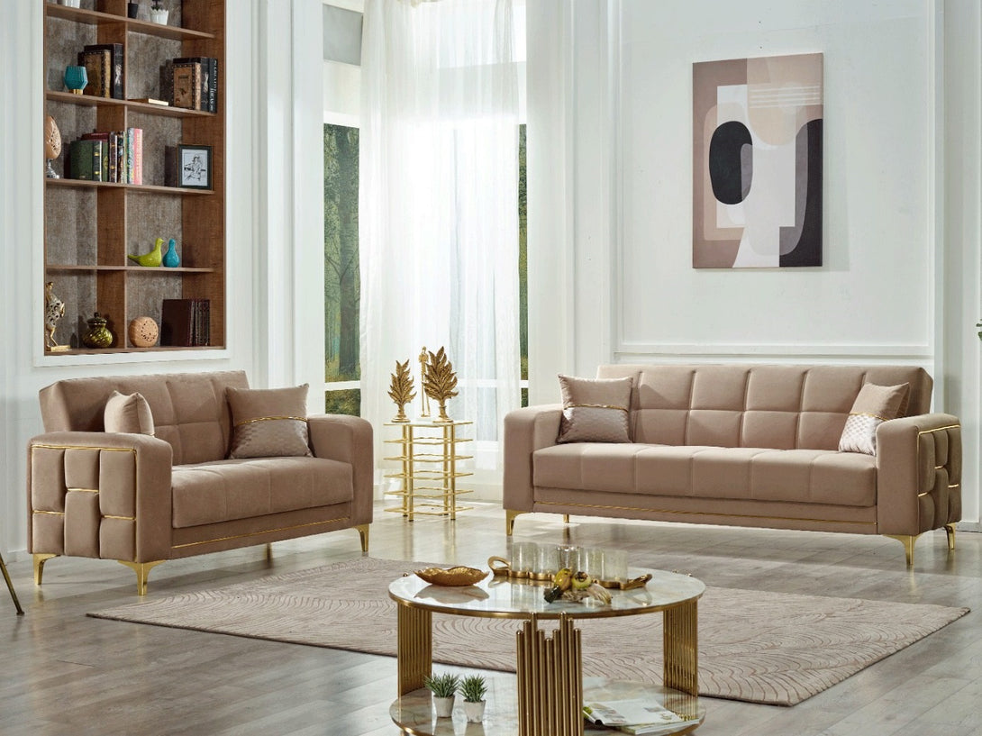 Alice Living Room Sofa Set - Elegant sofa with wooden frame and plush seating