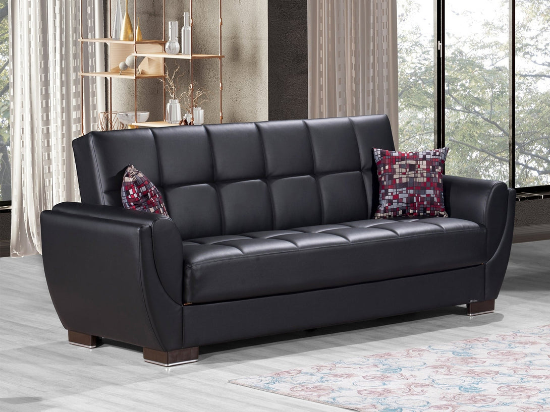 Armada Air Leather Living Room Sofa Set with modern design and breathable leather upholstery.