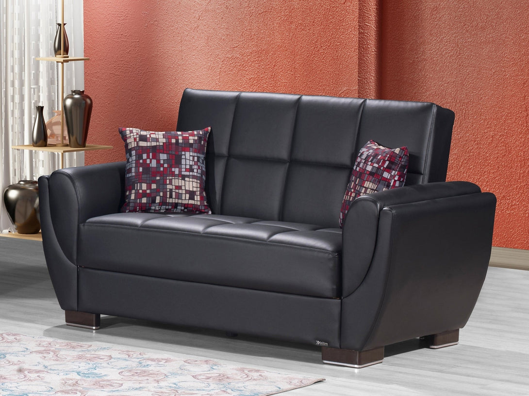 Armada Air Leather Living Room Sofa Set with modern design and breathable leather upholstery.