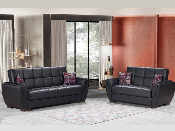 Armada Air Leather Living Room Sofa Set with modern design and breathable leather upholstery.
