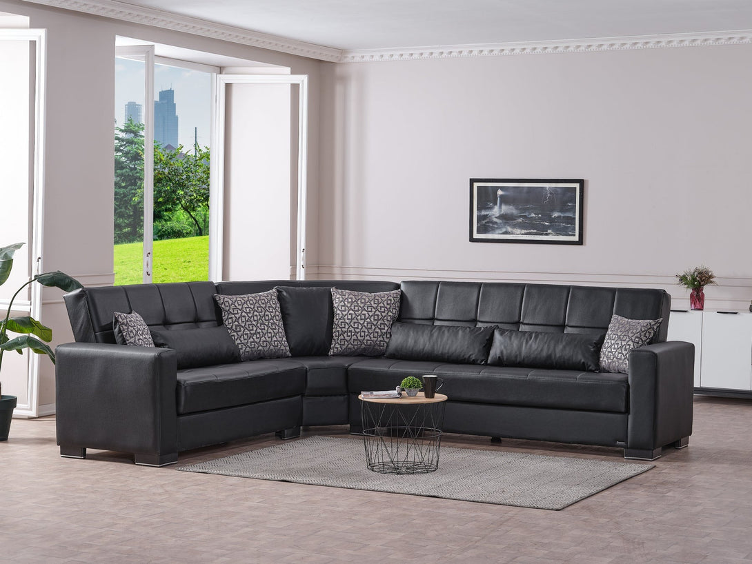 Armada Leather Sectional Sofa - Luxurious Modular L-shaped sectional with full leather upholstery