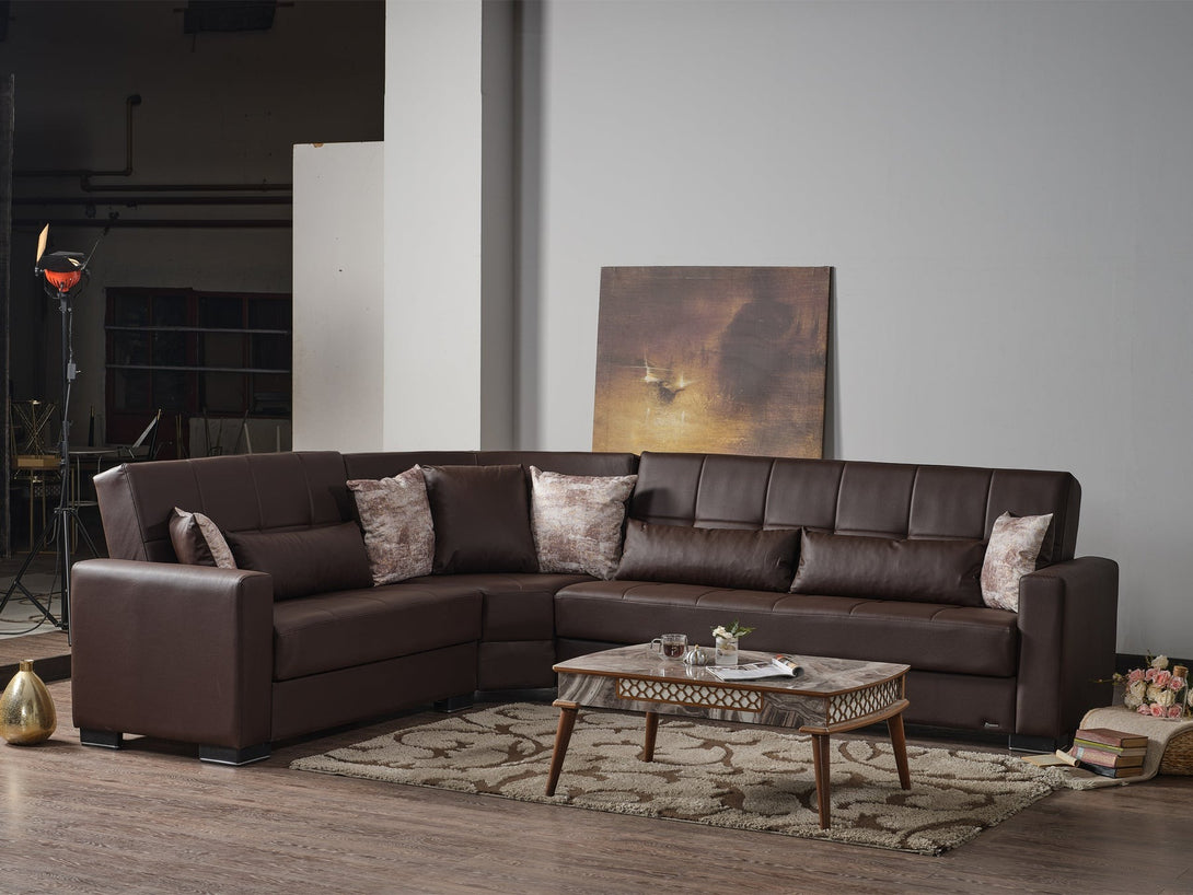 Armada Leather Sectional Sofa - Luxurious Modular L-shaped sectional with full leather upholstery