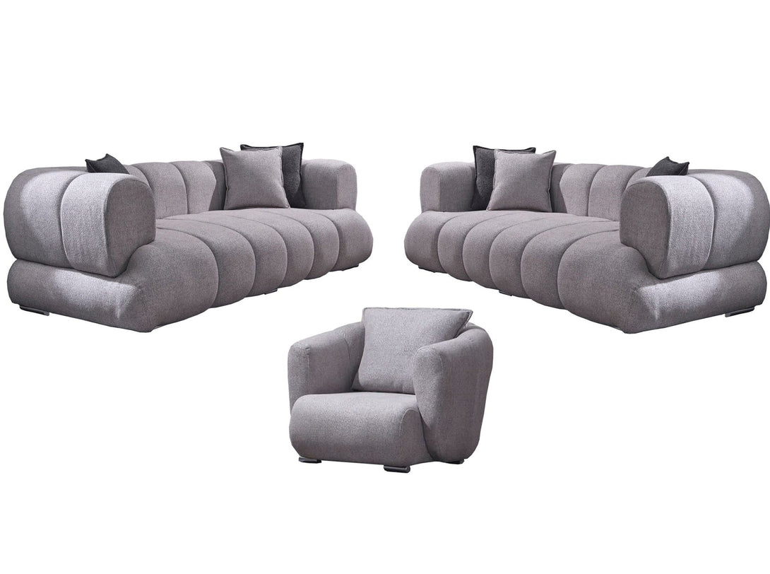 Artur Living Room Sofa Set with modern design, wooden frame, and plush cushions.