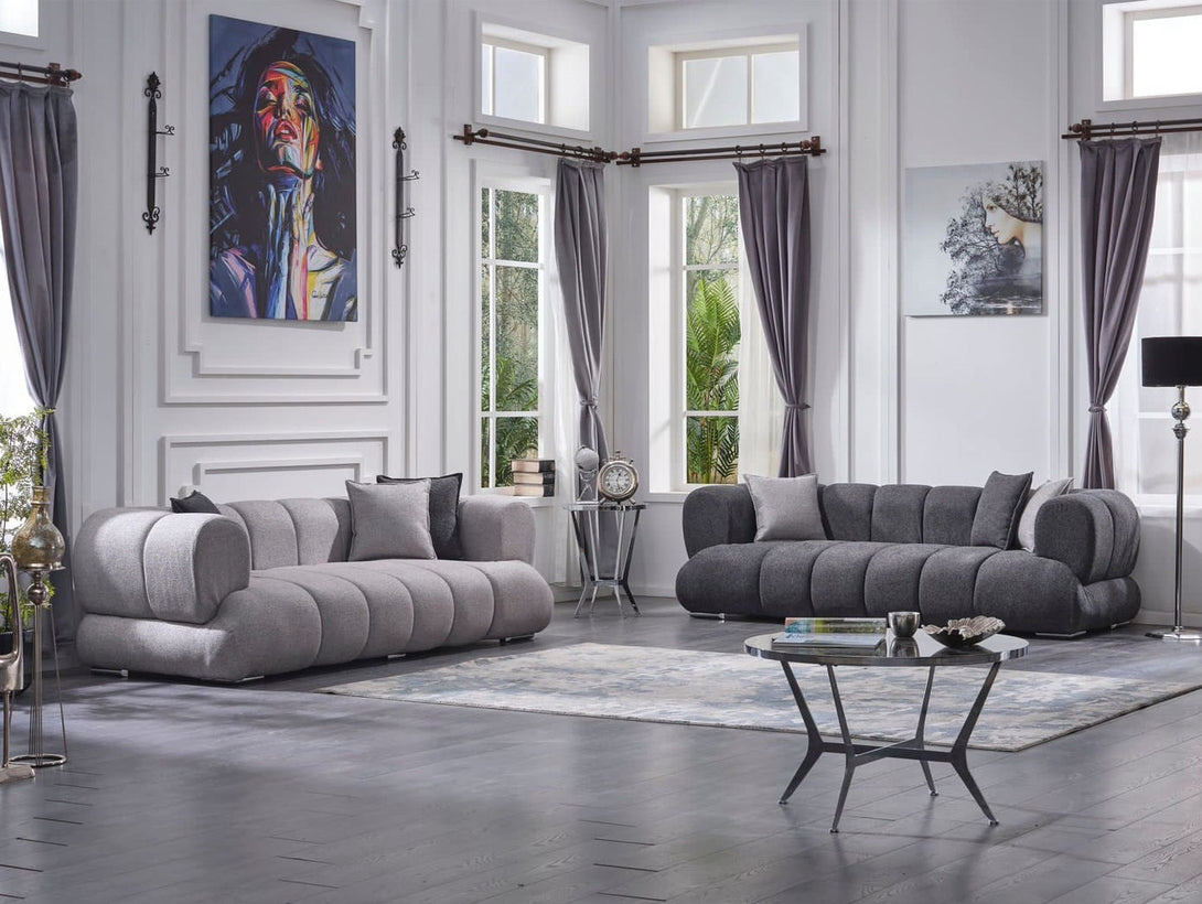 Artur Living Room Sofa Set with modern design, wooden frame, and plush cushions.
