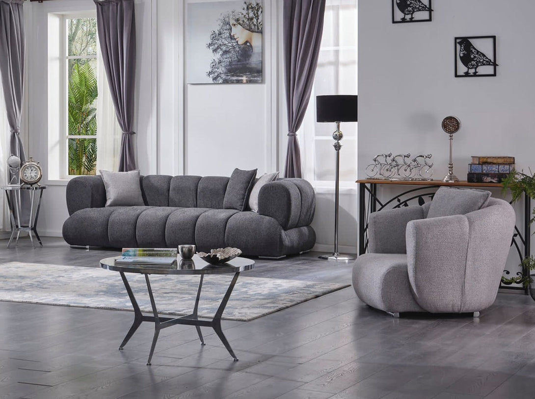 Artur Living Room Sofa Set with modern design, wooden frame, and plush cushions.