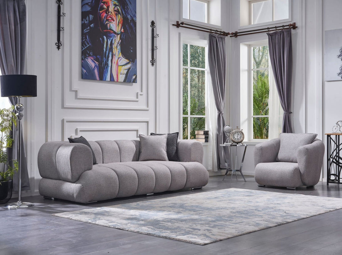 Artur Living Room Sofa Set with modern design, wooden frame, and plush cushions.