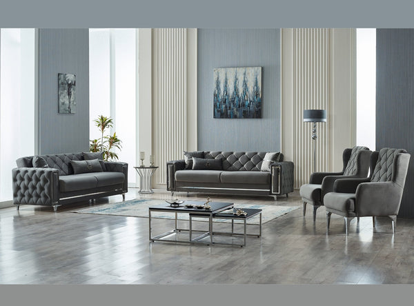 Bolivya Living Room Sofa Set - Luxurious sofa with wooden frame and plush cushions