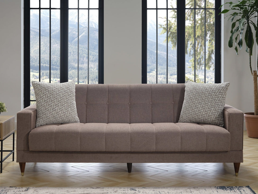 Camilla Living Room Sofa Set with sleek design, wooden frame, and plush cushions.