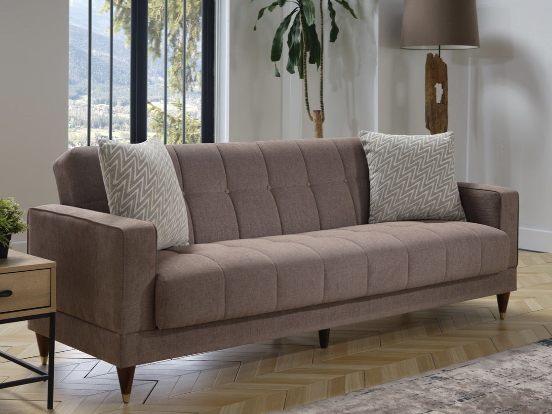 Camilla Living Room Sofa Set with sleek design, wooden frame, and plush cushions.