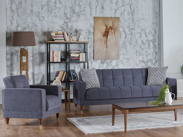 Camilla Living Room Sofa Set with sleek design, wooden frame, and plush cushions.