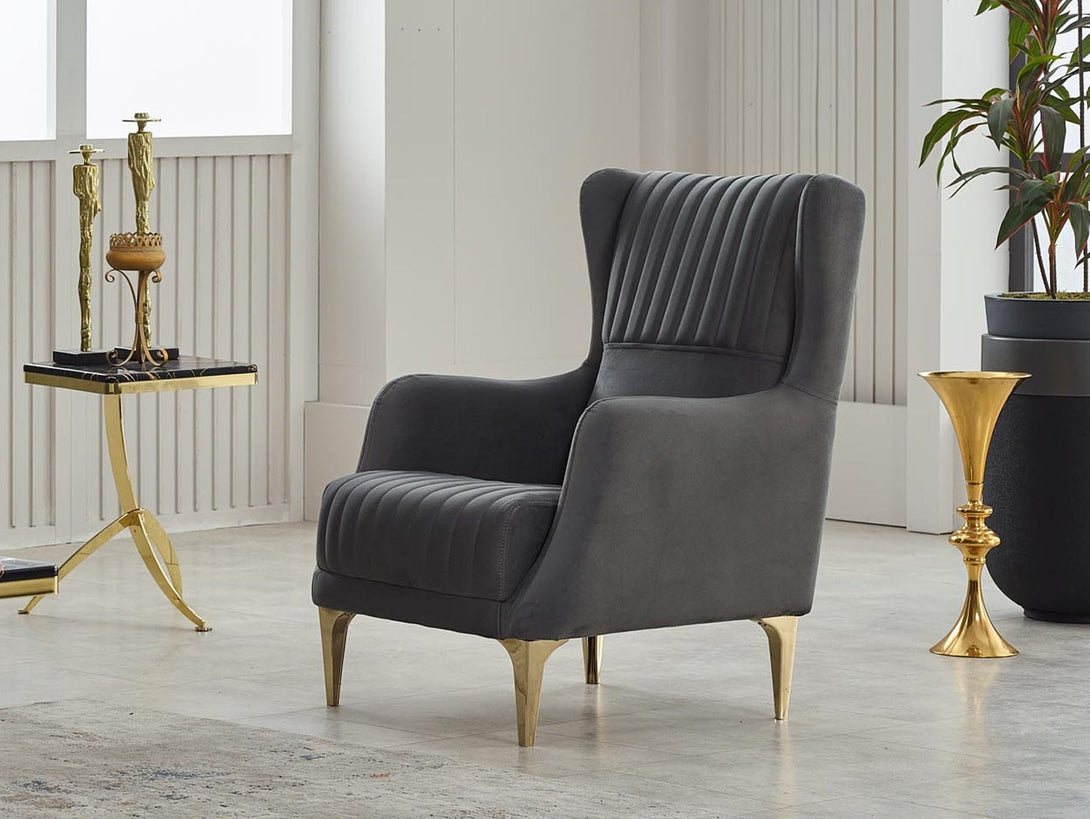 Carmela Living Room Sofa Set with elegant design, solid wooden frame, and plush cushions.