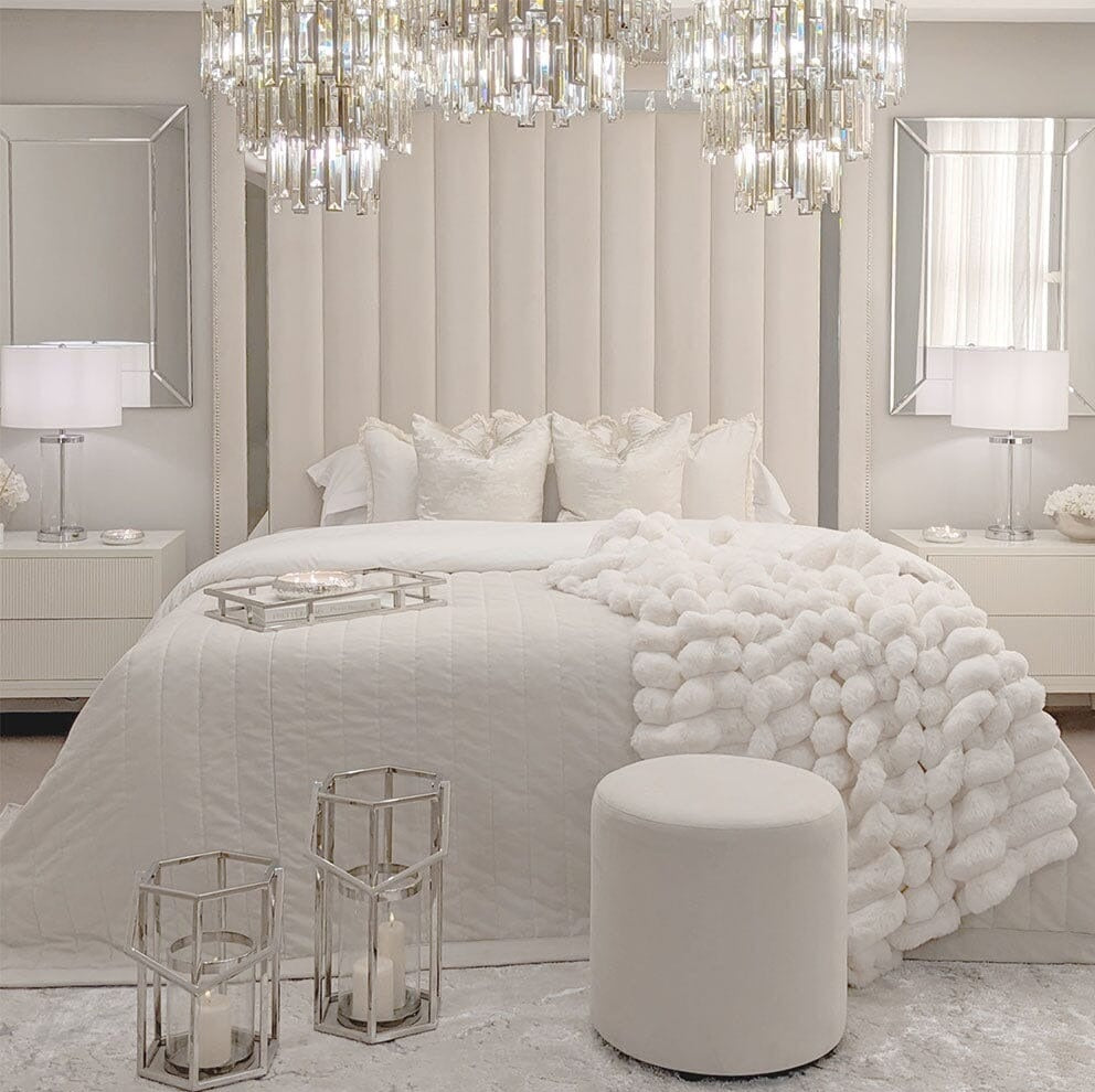 Chelsea Velvet Mirrored Studded Channelled Headboard | Luxury Design ...