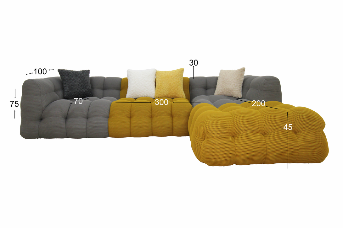 Cloudi Scandi Puffy L-Shape Sofa by Timber Land Furniture - Scandinavian Design with Plush Comfort for Modern Living Rooms