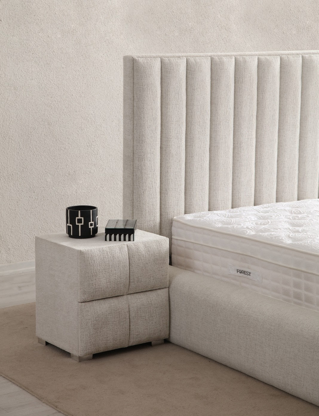 Craft Base Headboard Set with gold accents and spacious storage