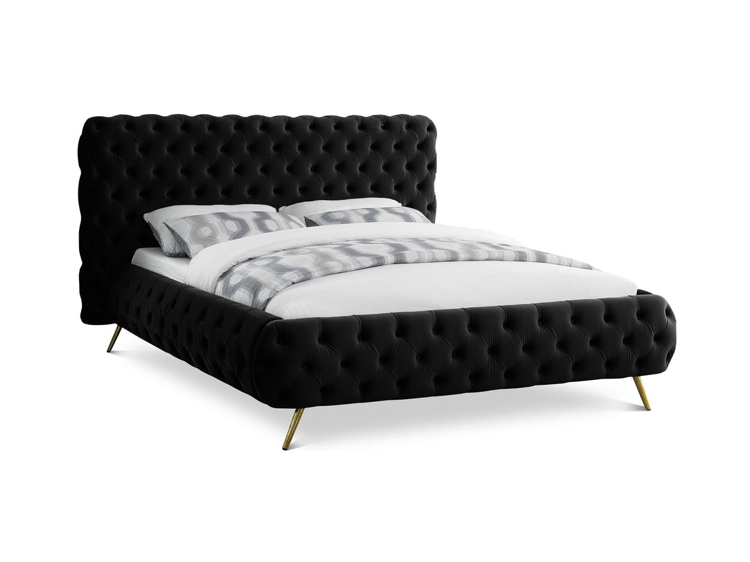 Delano Platform Bed with sturdy wooden frame and upholstered headboard in a modern design