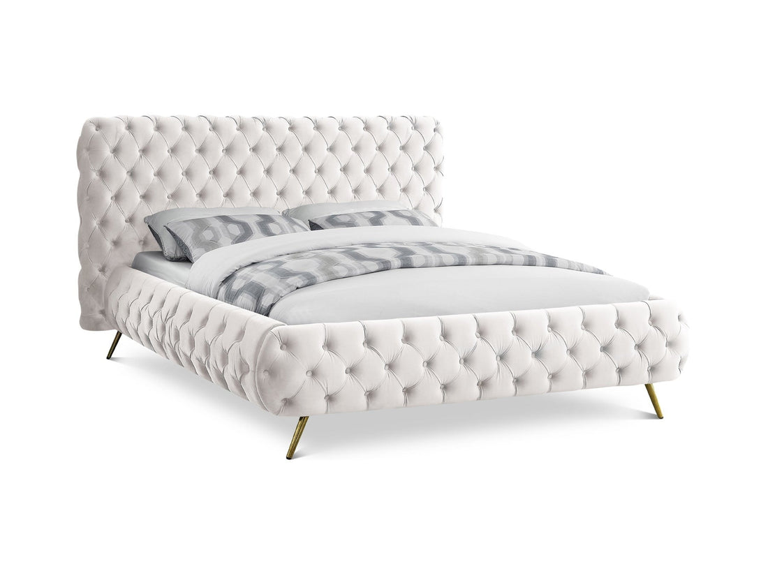 Delano Platform Bed with sturdy wooden frame and upholstered headboard in a modern design