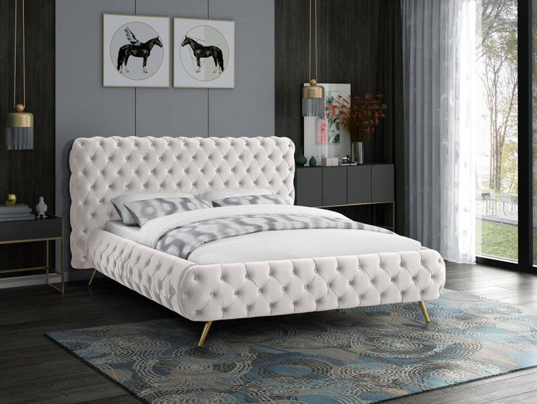 Delano Platform Bed with sturdy wooden frame and upholstered headboard in a modern design