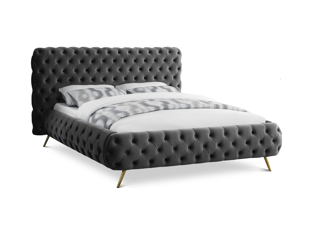 Delano Platform Bed with sturdy wooden frame and upholstered headboard in a modern design