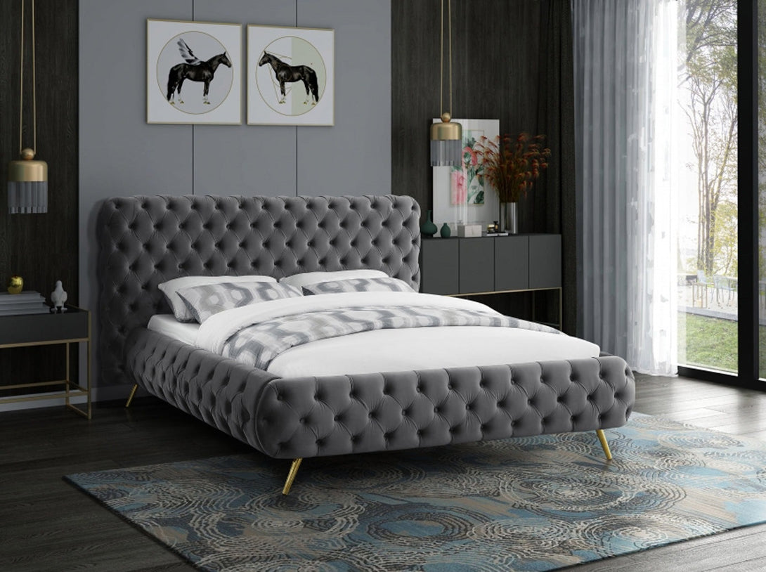 Delano Platform Bed with sturdy wooden frame and upholstered headboard in a modern design