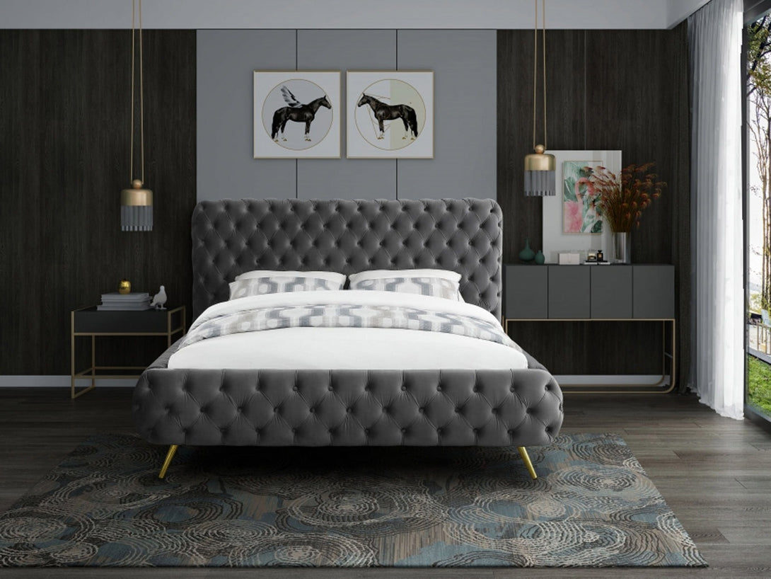 Delano Platform Bed with sturdy wooden frame and upholstered headboard in a modern design
