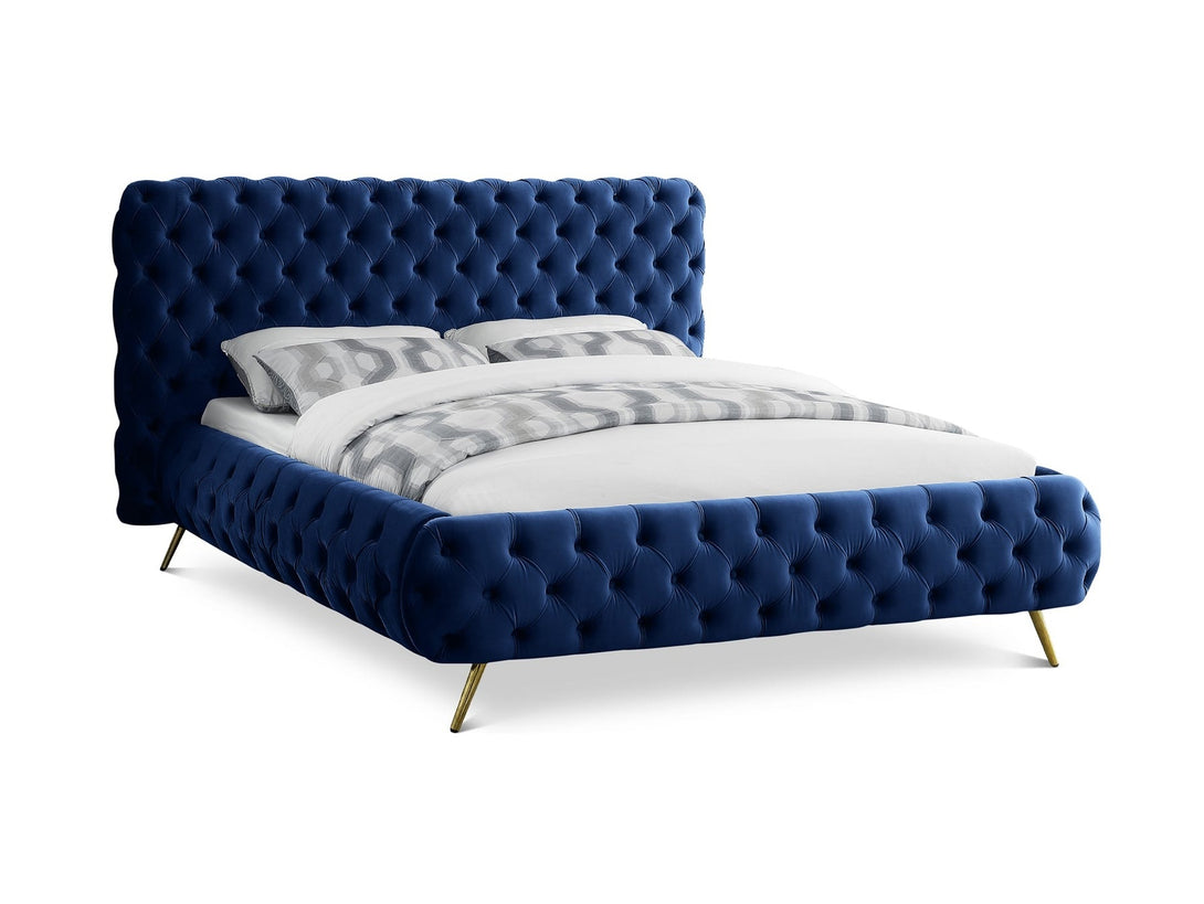 Delano Platform Bed with sturdy wooden frame and upholstered headboard in a modern design