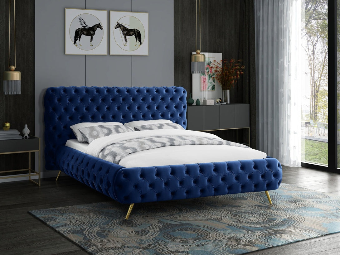 Delano Platform Bed with sturdy wooden frame and upholstered headboard in a modern design