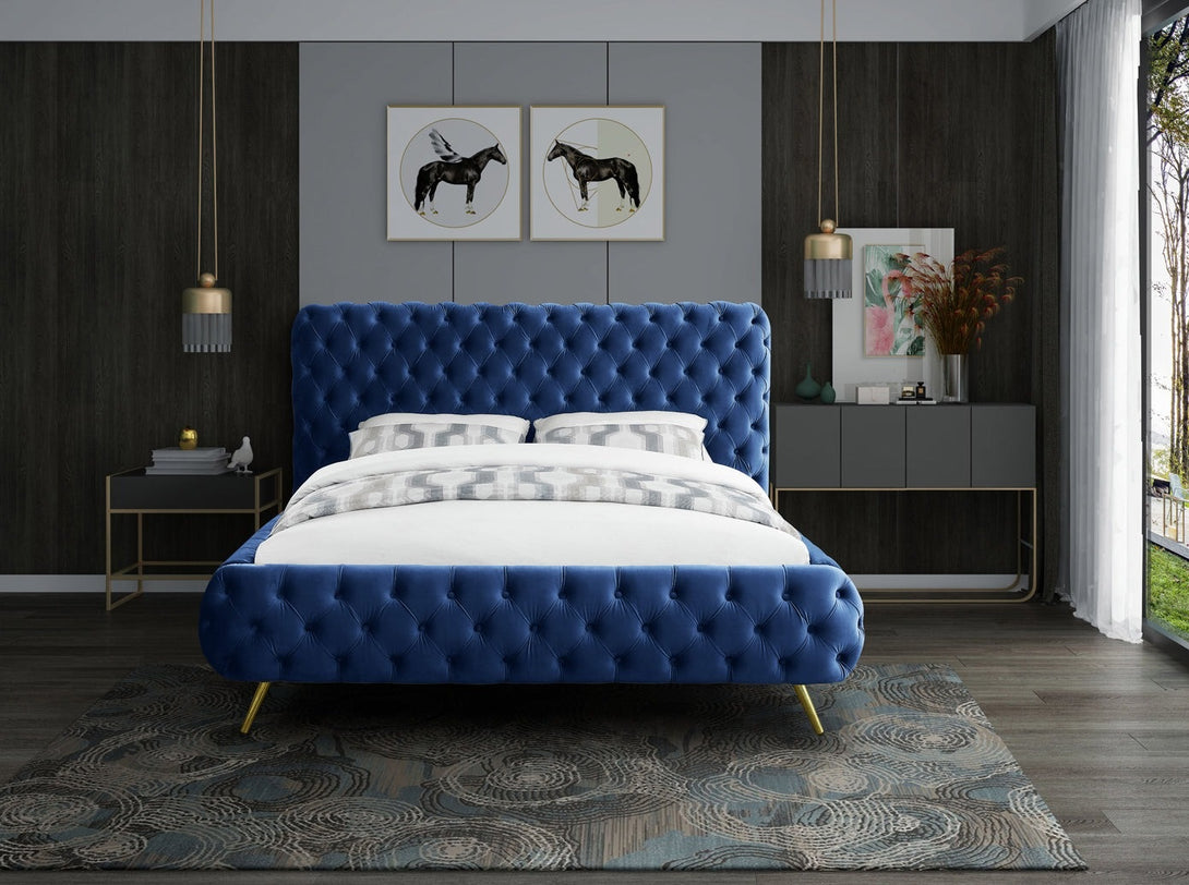 Delano Platform Bed with sturdy wooden frame and upholstered headboard in a modern design