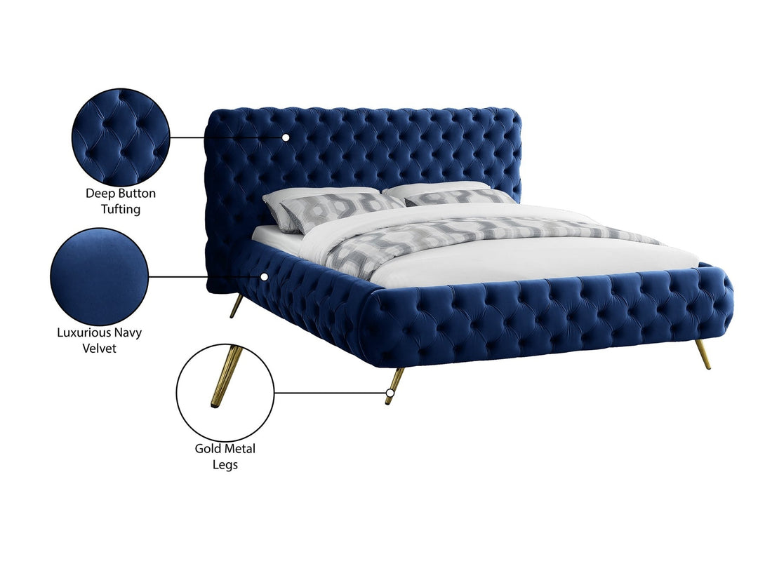 Delano Platform Bed with sturdy wooden frame and upholstered headboard in a modern design