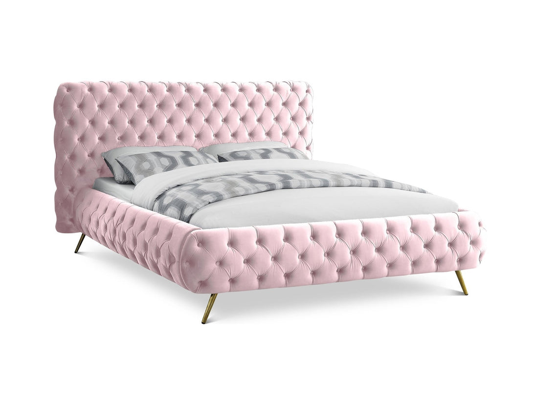 Delano Platform Bed with sturdy wooden frame and upholstered headboard in a modern design