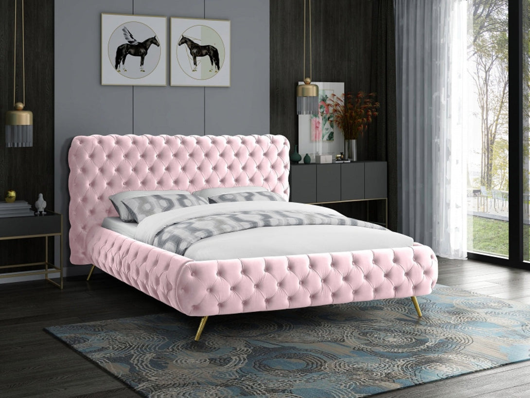 Delano Platform Bed with sturdy wooden frame and upholstered headboard in a modern design