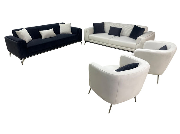 Dove Living Room Sofa Set with modern design, wooden frame, and plush cushions.