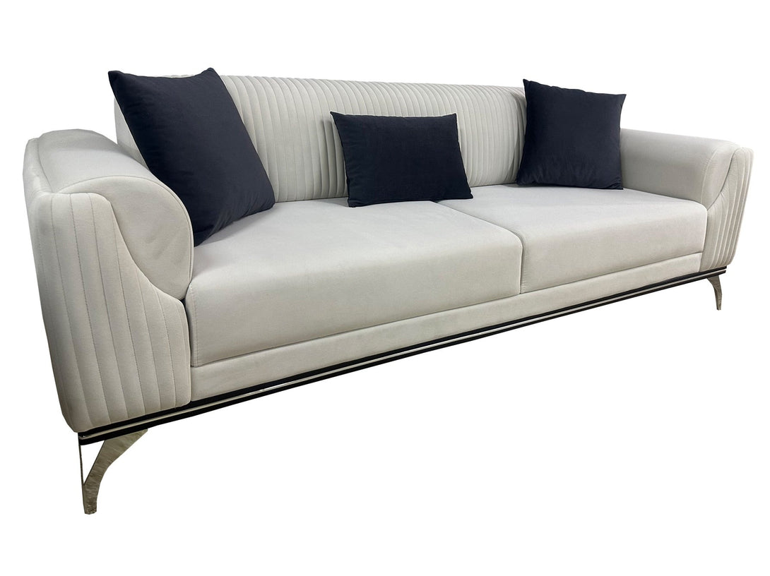 Dove Living Room Sofa Set with modern design, wooden frame, and plush cushions.