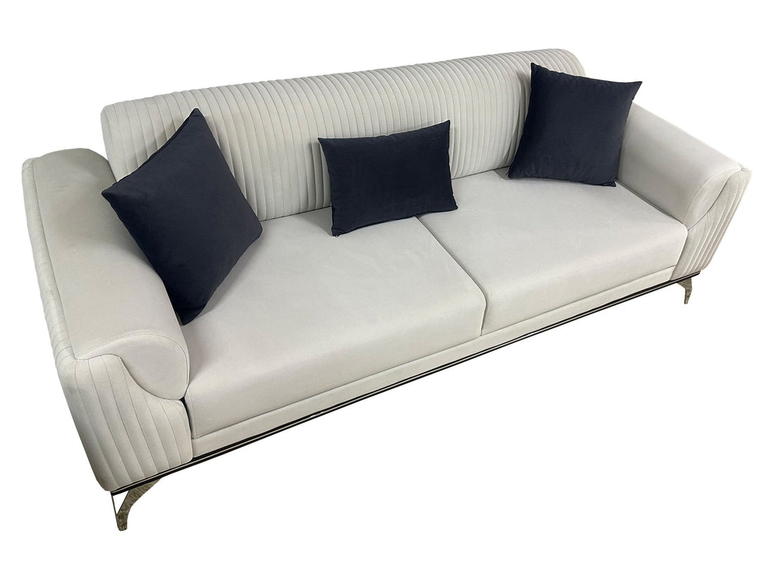 Dove Living Room Sofa Set with modern design, wooden frame, and plush cushions.