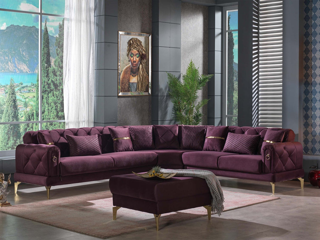 Elitra Sectional Sofa - Modern L-shaped sofa with customizable fabric and wide armrests