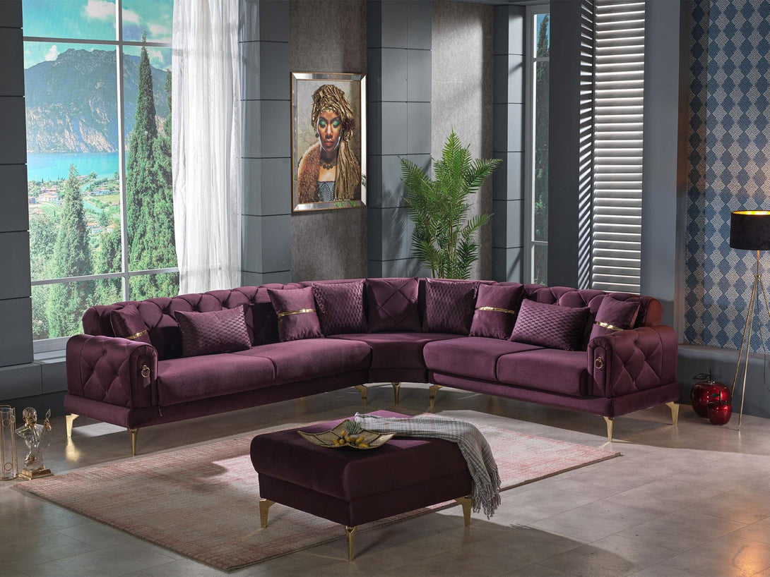 Elitra Sectional Sofa - Modern L-shaped sofa with customizable fabric and wide armrests