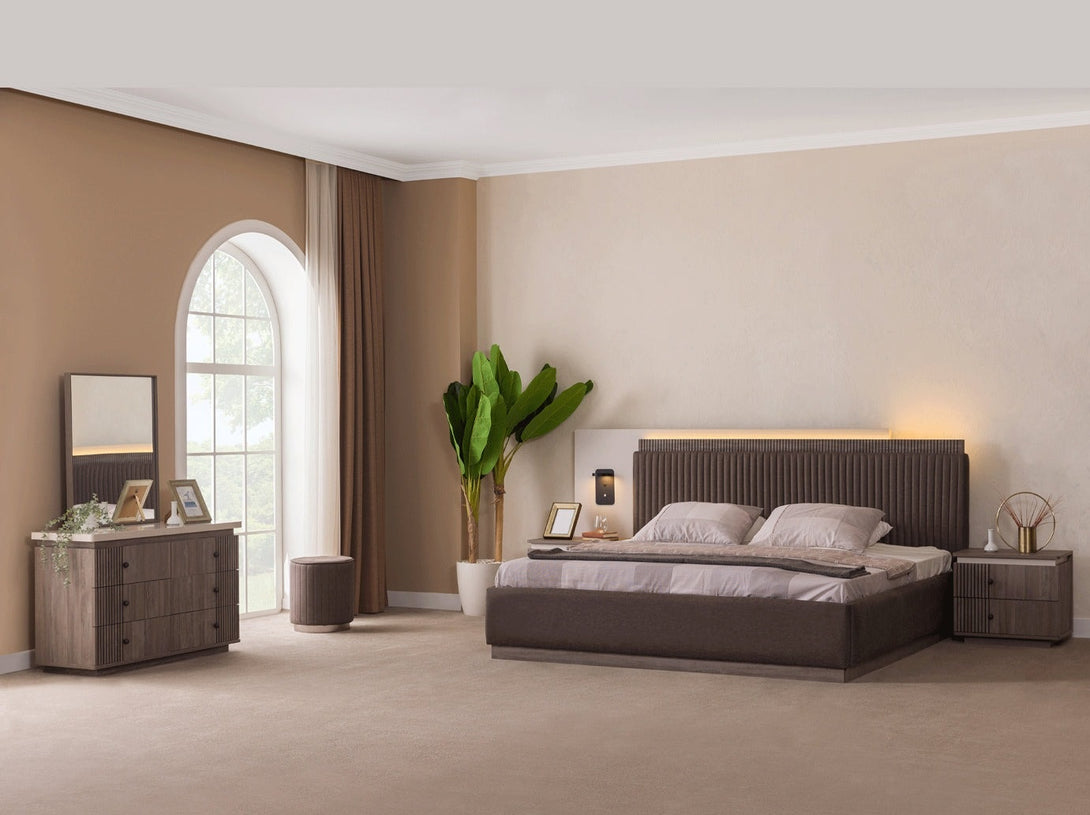 Elvis Bedroom Set with bed, wardrobe, and bedside tables - Timber Land Furniture
