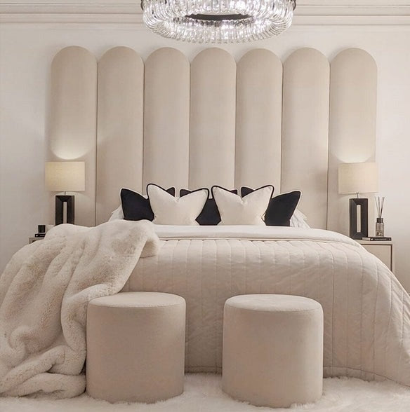 Florence Cream Curved Fluted Headboard with Bed
