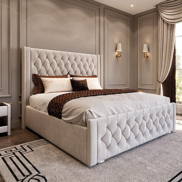Florence Design Bed Frame with intricate detailing and a sleek, minimalist look