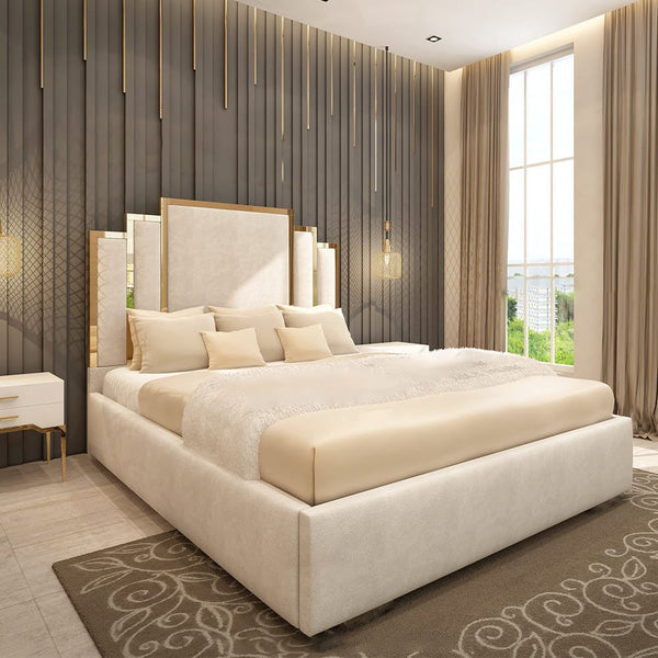 Golden Crown Bed with gold-finished frame and luxurious, regal design