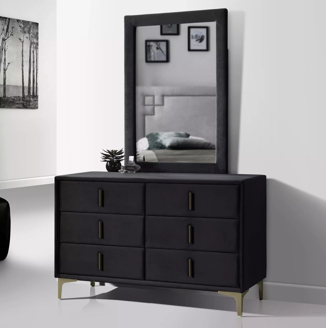 Hala Dresser with Mirror - Modern Wooden Dresser with Spacious Drawers and Sleek Mirror