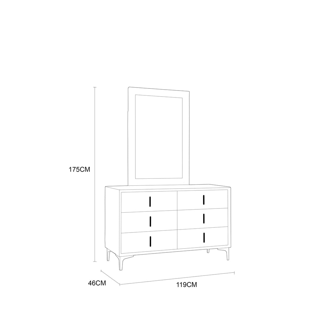 Hala Dresser with Mirror - Modern Wooden Dresser with Spacious Drawers and Sleek Mirror