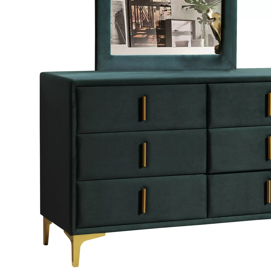 Hala Dresser with Mirror - Modern Wooden Dresser with Spacious Drawers and Sleek Mirror