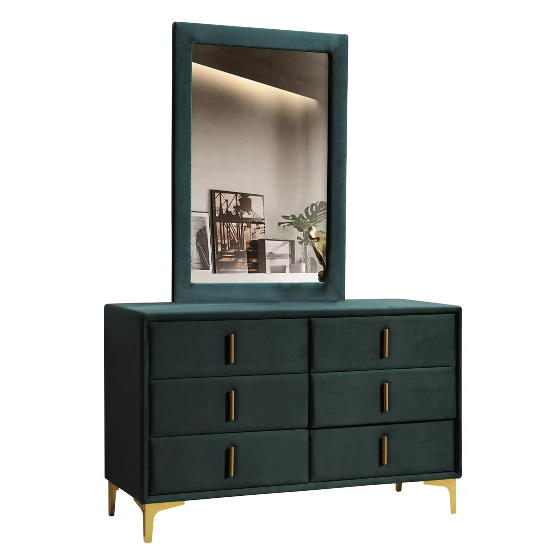 Hala Dresser with Mirror - Modern Wooden Dresser with Spacious Drawers and Sleek Mirror