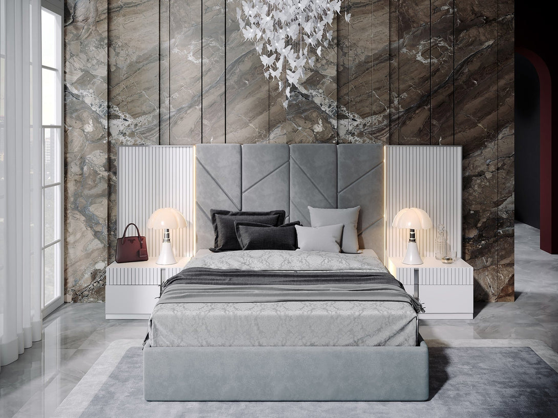 Helen Bedroom Set with bed, wardrobe, and bedside tables - Timber Land Furniture