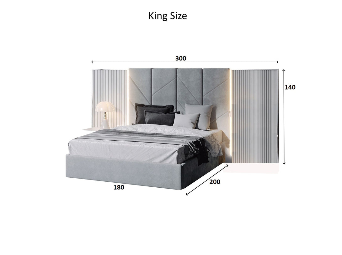Helen Bedroom Set with bed, wardrobe, and bedside tables - Timber Land Furniture