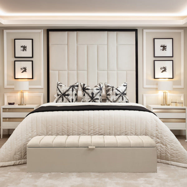 Kensington Premium Headboard with Wooden Frame Bed featuring luxurious upholstered headboard and sturdy wooden frame