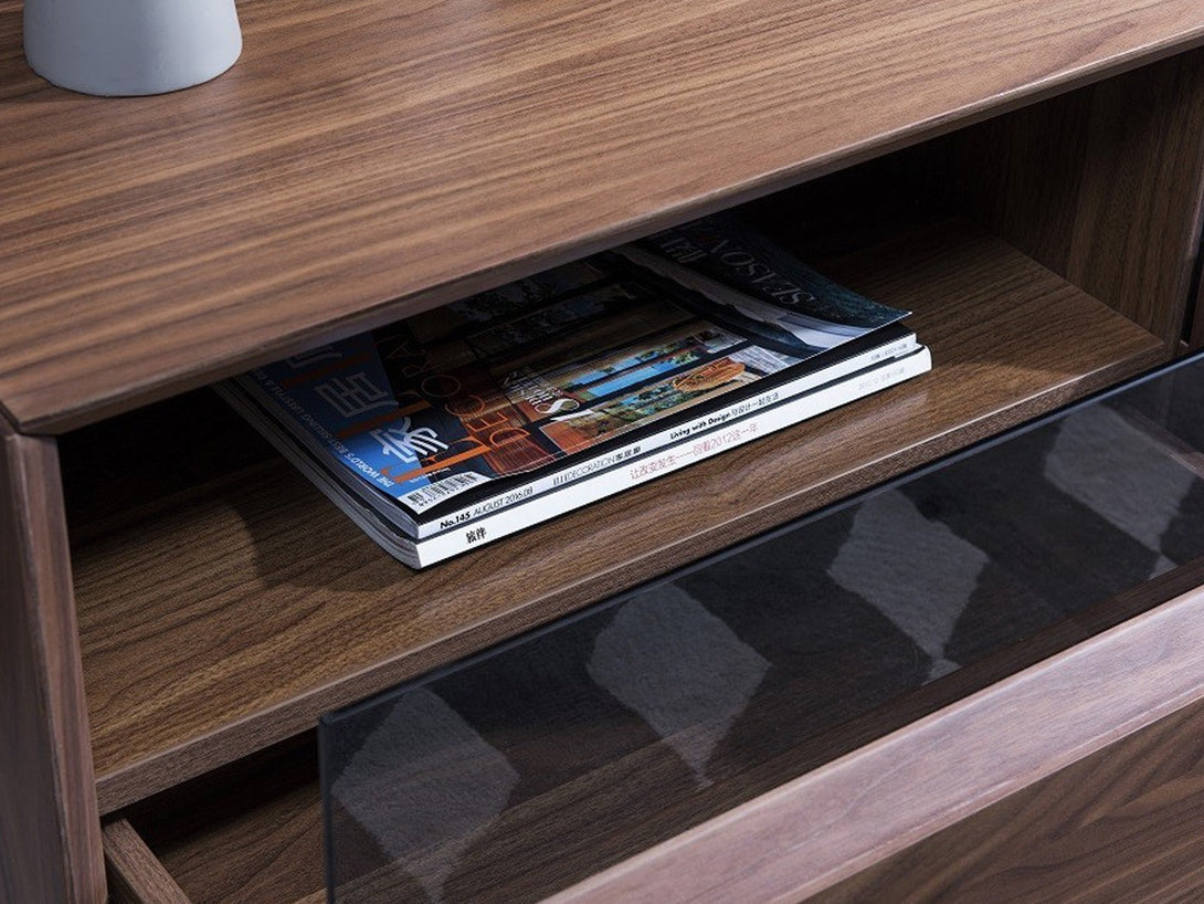 Lisa 70.8 Inch Wide TV Stand with 3 Drawers in a Modern Living Room Setting