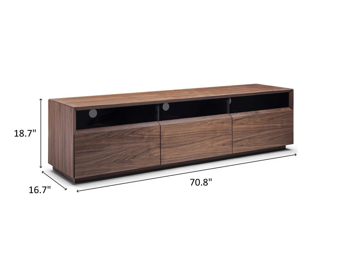 Lisa 70.8 Inch Wide TV Stand with 3 Drawers in a Modern Living Room Setting