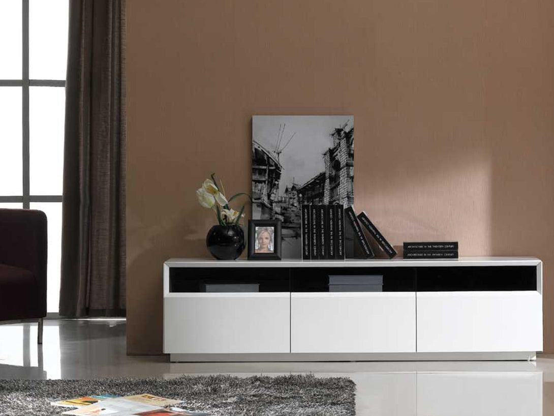 Lisa 70.8 Inch Wide TV Stand with 3 Drawers in a Modern Living Room Setting