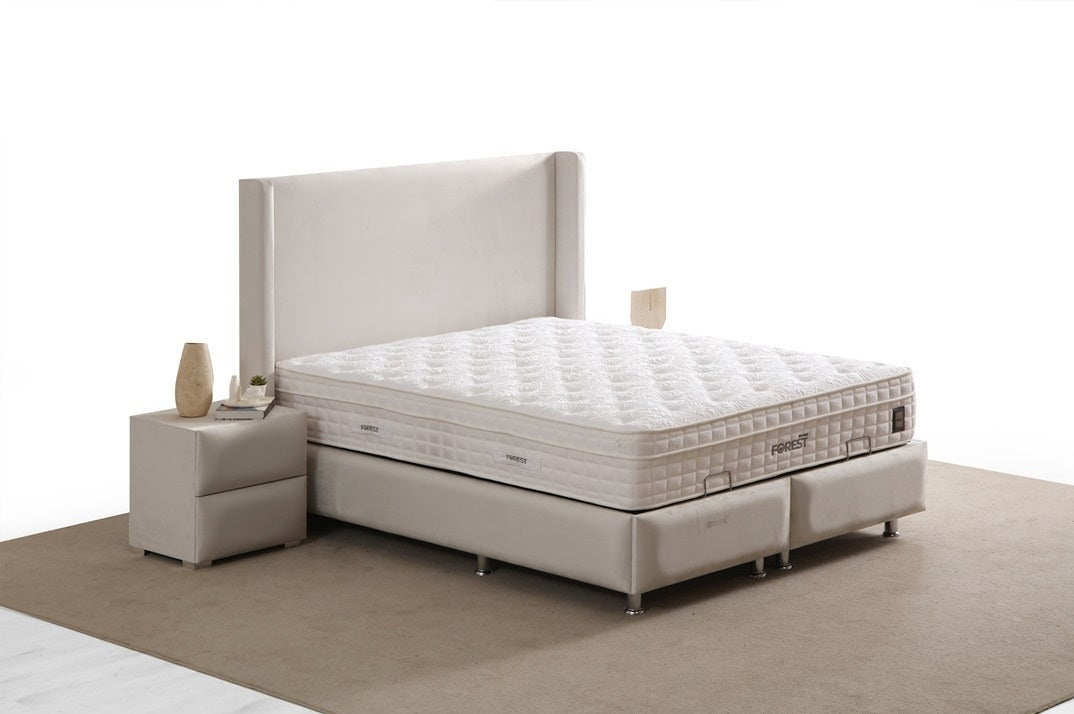 Lucca Base Headboard Set with high headboard, minimalist design, and storage base